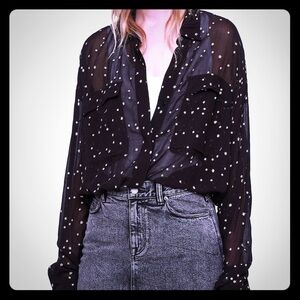 AllSaints Amari Star Shirt, Black size S